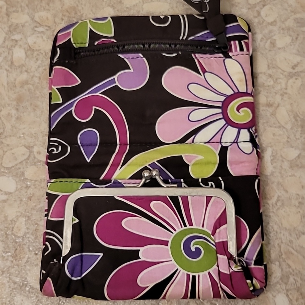 PURPLE PUNCH Vera Bradley Compact TAXI Wallet Clutch Bi-Fold ID Key Chain Coin - Picture 6 of 9